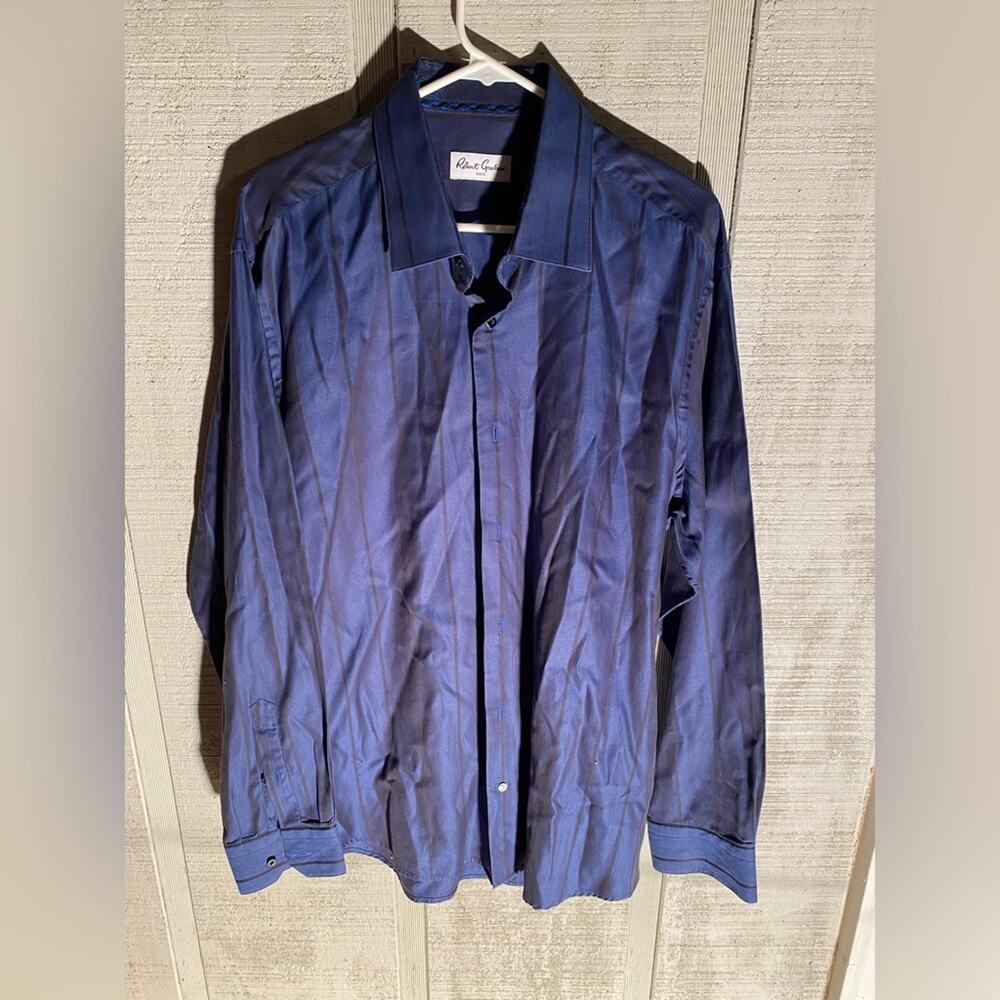 Robert Graham Blue and Black Button Down Long Sleeve Shirt Men's size 44
